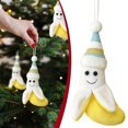 thumbnail image 2 of 1 Pc Christmas Plush Banana Ornament, Cute Stuffed Fruit Hanging Decoration with Knitted Hat, Soft Fabric Cartoon Banana Charm for Xmas Tree Holiday Home Party Winter Decor Festive Gift, 2 of 3