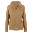 thumbnail image 3 of Women's Casual Sweatshirt Quarter Zip up Solid Color V Neck Long Sleeved Pullover Fall Outfits Lightweight Comfy Y2k Tops 2025 with Pockets, 3 of 5