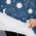thumbnail image 3 of Oversized Wearable Blanket Hoodie,Blue Sun Moon Cloud Planet Eye Star Pattern Sherpa Blanket Hoodie with Super Pockets,Super Warm Fuzzy Pullover for Women & Men, 3 of 6