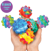 Power Your Fun 6pk Pop Ball Travel Fidget Toys - Sensory Toys (3 Regular, 3 LED)