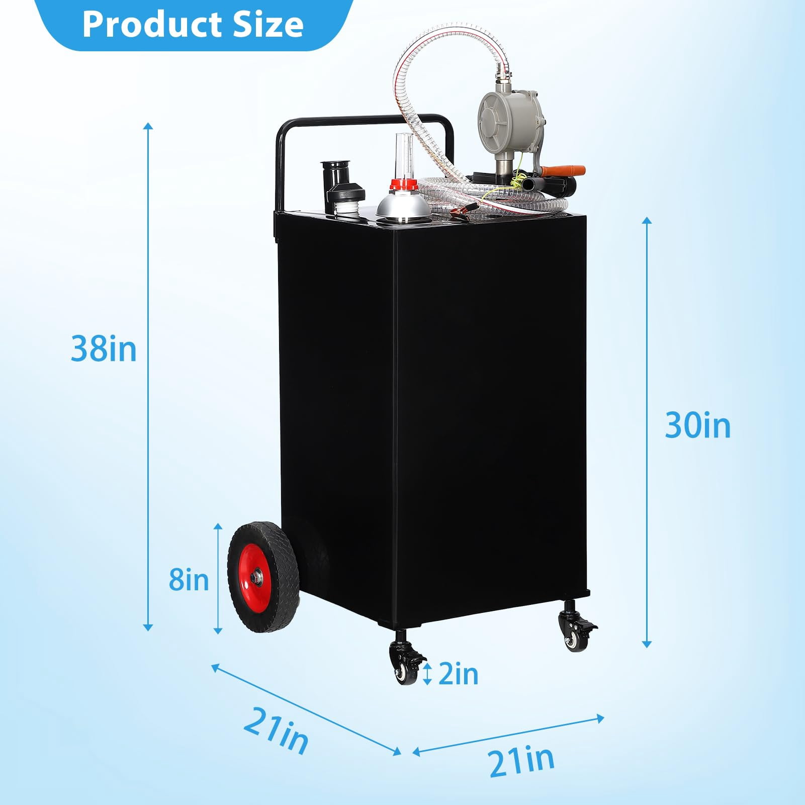 30 Gallon Fuel Caddy, Fuel Storage Tank on 4 Wheels, Portable Gas Caddy with Manual Transfer Pump, Gasoline Diesel Fuel Container for Cars, Lawn Mowers, ATVs, Boats, More