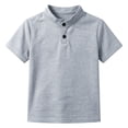 thumbnail image 4 of REDARER Boys Waffle Knit Stand Collar Short Sleeve Henley Shirt Comfortable Casual Sport Top for Kids,8-9 Years, 4 of 7