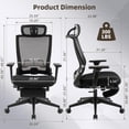 thumbnail image 3 of Foldable Office Chair with Foot Rest, Ergonomic Office Chair with Adjustable Lumbar Support, Headrest, Armrest, Home Office Desk Chairs for Space Saving, Work from Home, Black, 3 of 9