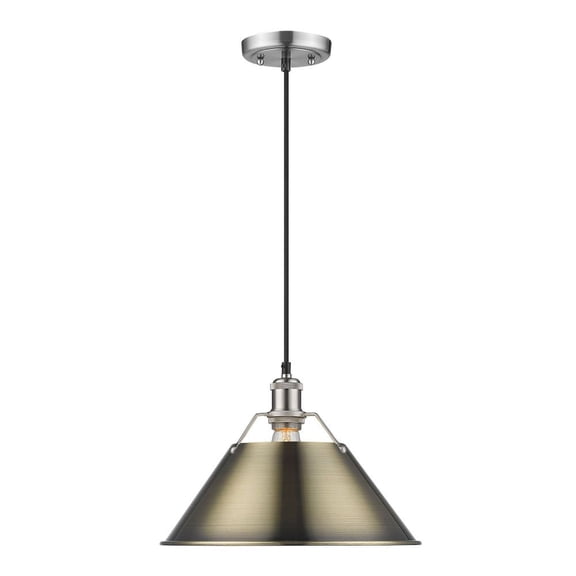 Orwell 1-Light Pendant in Pewter with Aged Brass