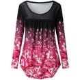 thumbnail image 2 of Abcnature Women Ladies Loose Print O-neck Long Sleeve T Shirt Polluver Blouse Tops Plus Size Tops for Ladies Autumn Winter Casual Loose Tunic Blouse Hot Pink M, 2 of 6