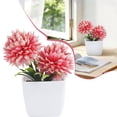thumbnail image 2 of 1 Pc Fake Plant Small Artificial Green Plant Faux Flowers with Vase Fake Daisy Bouquet in Square White Plastic Vase Flowers for Table Decoration Farmhouse Floral Arrangement, 1.97x4.72 Inch, Pink, 2 of 9