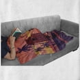 thumbnail image 6 of Island Party Soft Flannel Fleece Blanket, Sunset by the Road with Palm Trees and House Sea Town Coastal Graphic, Cozy Plush for Indoor and Outdoor Use, 70" x 90", Eggplant Dark Coral, by Ambesonne, 6 of 6