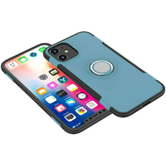 Mignvoa For iPhone 12 Mini 5.4 inch Case with Ring Holder Dual Layer Shockproof Protective Case Cover Built in Ring Stand 360 Degree Rotating for Apple iPhone 12 Mini 5.4 inch 2020(Navy Blue)