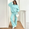 thumbnail image 2 of Dwralegc 2 Piece Sweatsuits for Women Long Sleeve Fleece Hooded Sweatshirt Loose Drawstring Wide Leg Sweatpant Sport Relaxed Fit Winter Tracksuit with Pockets Mint Green L, 2 of 7