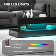 thumbnail image 3 of Modern Black Coffee Table with LED Lights & Storage | Living Room Table with 2 Drawers & Shelf, 47.2” Wide, 3 of 7