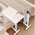 thumbnail image 3 of Mobile White Laptop Stand Overbed Table with Height Adjustable Tray Rolling Design for Sofa and Bed Convenience, 3 of 11