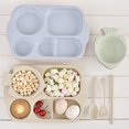 thumbnail image 3 of 5pcs/Set Wheat Straw Divided Food Plate Solid Color Chopsticks Fork Spoon Bowl Dinnerware Tableware for Children Kids (Blue), 3 of 8