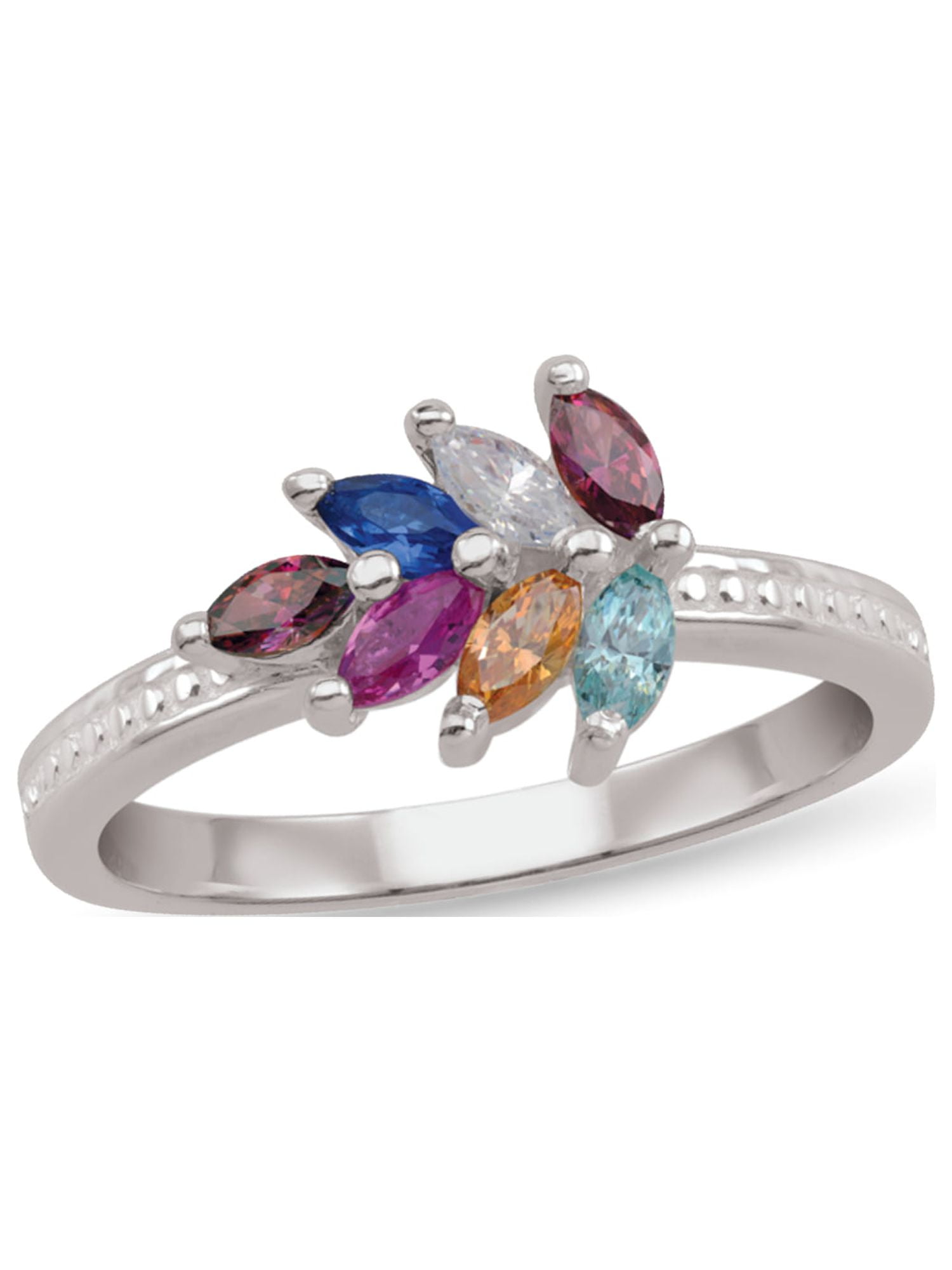 Personalized Leaves Birthstone Ring in 14K Gold by Jewlster