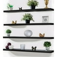 thumbnail image 4 of 48 Inch Rustic Farmhouse Floating Shelves for Wall Decor Storage Wood Wooden Wall Shelves for Bedroom Bathroom Kitchen Living Room - Black Set of 4, 4 of 6
