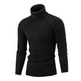 thumbnail image 2 of Men's Slim Fit Turtleneck Sweater Casual Knitted Twisted Pullover Solid Sweaters Black XL, 2 of 9