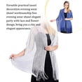 thumbnail image 3 of Minnieouse Bufanda brillante de lujo, chal para sombra de protección solar, hilo fino femenino, borla de encaje hueco largo, capas de boda, Ropa, zapatos y accesorios Miscelánea Azul, 3 of 6