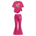 thumbnail image 3 of Tiweut 2 Piece Outfits for Girls 41 Print Flared Pants and Short Sleeve T Shirts Kid Streetwear Clothes Set,12-13 Y, 3 of 5