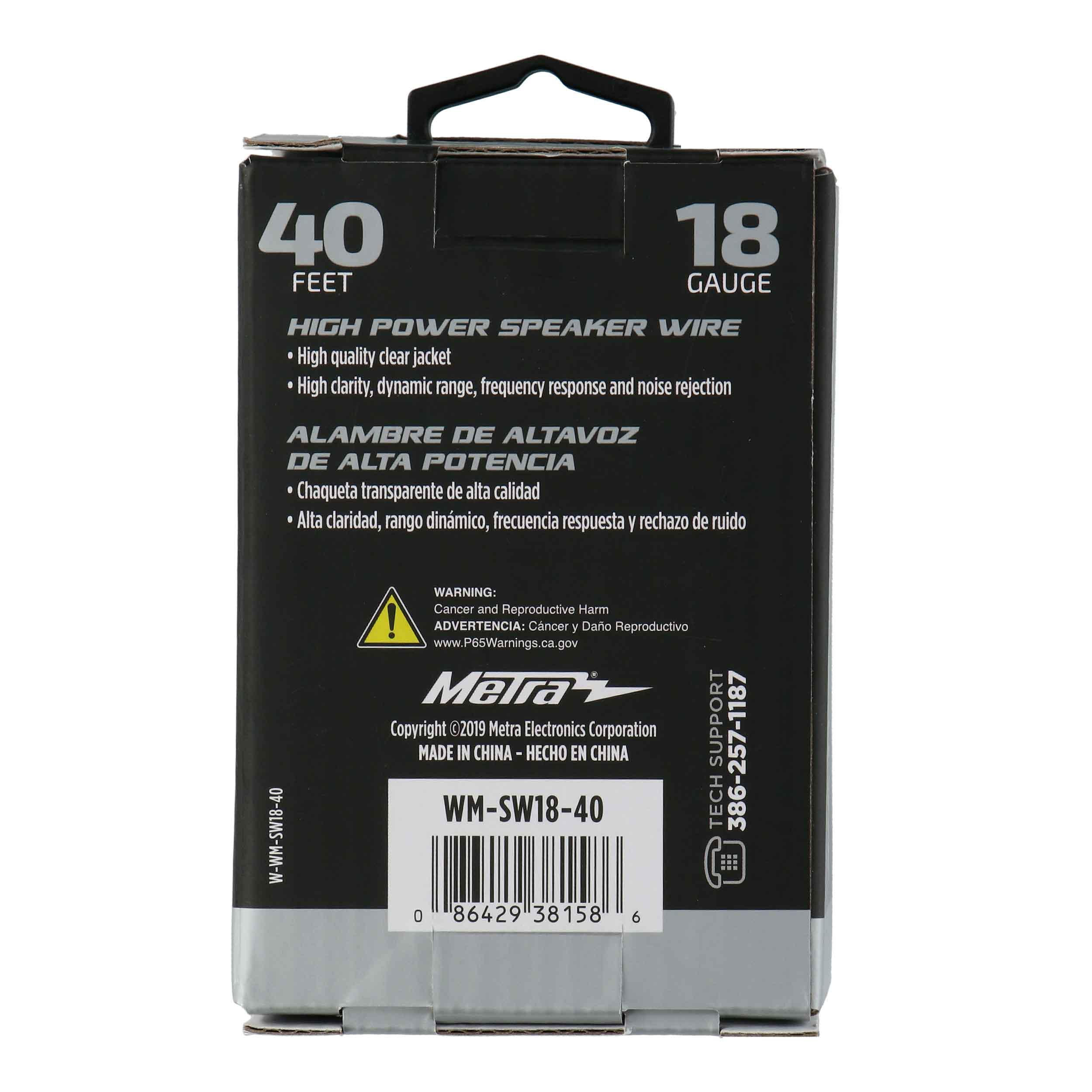 Metra 40’ 18 Gauge Heavy Duty Speaker Wire for Car Electronics Installation