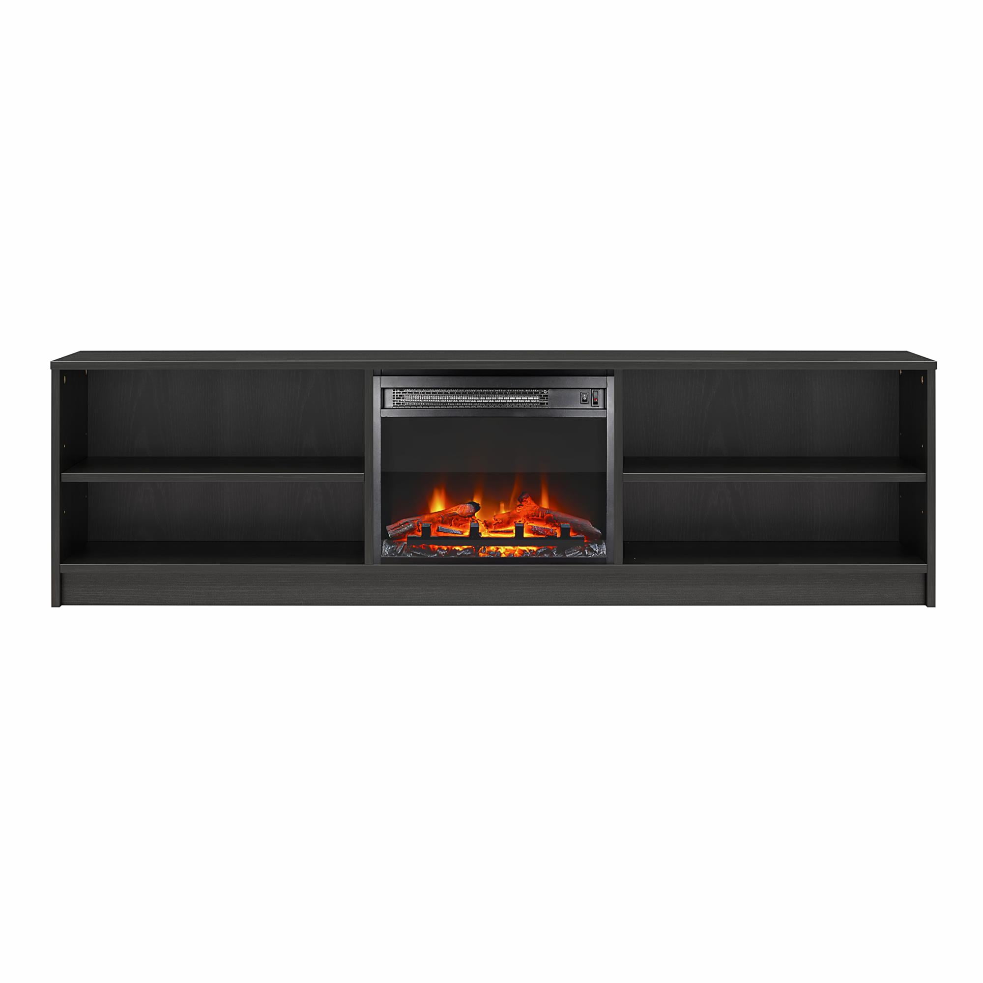 Mainstays Fireplace TV Stand, for TVs up to 75", Black Oak