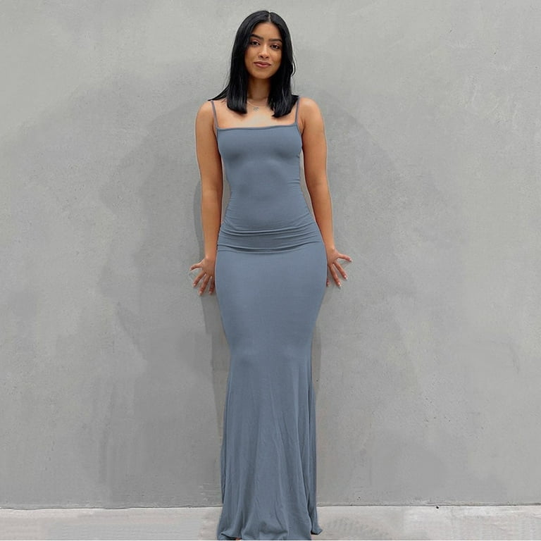 chinese dress ladies Blue Multicolor Fitted Maxi Dress main image 0