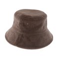 thumbnail image 3 of Corduroy Bucket Hat Lightweight Casual Solid Color Unisex Cotton Fishing Hat, Coffee, 3 of 5