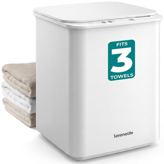 SereneLife Luxury Towel Warmer Bucket – Large Heated Towel Warmer with Auto Shut Off, Fits 3 Oversized Towels, Bathrobes & Blankets, Scent Disc Included (White)