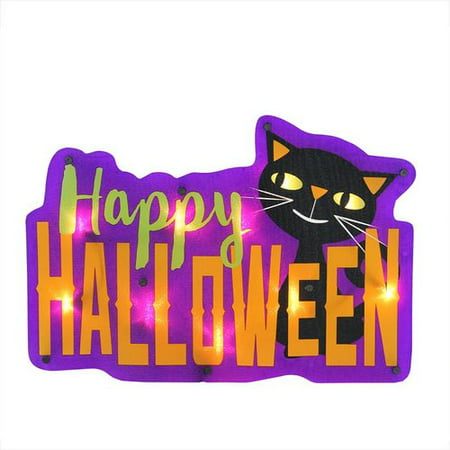 Northlight Seasonal ''Happy Halloween'' Sign with Cat 10 Light Lighted Window Decor