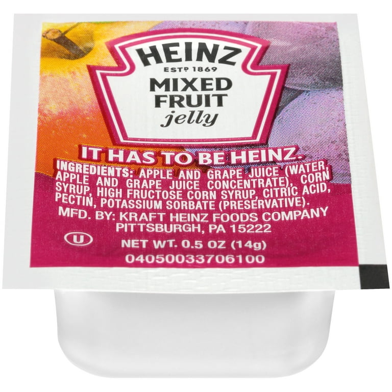 Heinz Single Serve Assorted Jelly/Jam, 0.5 oz. Cups, 200 per Case Heinz Single Serve Assorted Jelly/Jam, 0.5 oz. Cups, 200 per Case