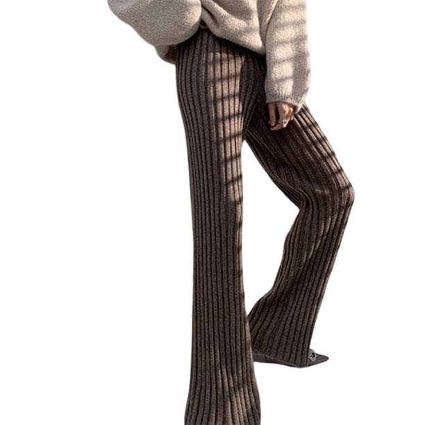 Pantalones de cintura alta de diseño Simple para mujer, pantalones de pierna ancha de Color sólido para fiesta de senderismo de invierno para Prendas para la parte inferior del cuerpo Café Jumpingount AP015849-05