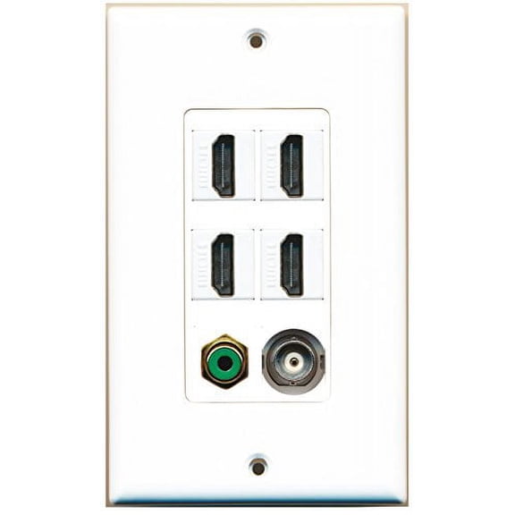 RiteAV - 4 Port HDMI 1 RCA Green 1 BNC Wall Plate Decorative