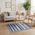 thumbnail image 3 of ODIKA 4'x6' Ultra-Soft Area Rug, Nautical Horizontal Bands Balanced That Couch Navy Vintage Kind None Washable, Bare feet friendly, Silk-Touch for Bedroom Home office, 3 of 7