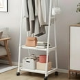 thumbnail image 6 of Hauiodp Clothes Rack with Wheels, Freestanding Garment Rack with 2 Metal Shelves for Hanging Clothes, Multifunctional Garment Rack for Laundry, Bedroom, Bathroom, 6 of 6