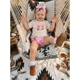 thumbnail image 4 of BemeyourBBs Weatern Baby Girls Clothes Newborn Baby Girl Cowgirl Outfit Boots Hat Print Short Sleeve Tassele T-shirt with Shorts Set Headband Cute Infant Baby Girl Summer Outfit, 4 of 9