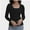 Black, variant on Casual Women's Long Sleeve Shirts Knit Fitted Stretch Scoopneck Basic Solid Tunic Tops