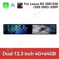 thumbnail image 3 of ZWNAV Dual 12.3 inch Screen Car Radio For Lexus RX 300/330/350 2003-2009 Android GPS Navigation Multimedia Video Player Stereo Receiver Head Unit, 3 of 15