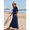 thumbnail image 5 of MEROKEETY 2026 Women's Summer Spring Maxi Dress Short Sleeve Casual T-Shirt Dress with Pockets for Beach Vacation, Navy, XL, 5 of 5