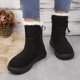thumbnail image 4 of Zapatos para mujer, punta redonda, suela plana, tubo corto, además de botas cálidas de terciopelo grueso/algodón, zapatos para correr, botas vaqueras., 4 of 7