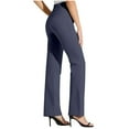 thumbnail image 4 of XIAONU Women's Bootcut Dress Pants High Waist Slim Fit Design Trousers Stretchy Office Style Work Bottoms Navy, 4 of 8