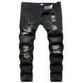 thumbnail image 1 of Men‘s Ripped Skinny Jeans Casual Male Slim Solid Color Long Trousers, 1 of 9