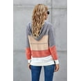 thumbnail image 4 of OUSITAID Women‘s Color Block Knit Hoodies Sweaters Loose Long Sleeve V Neck Drawstring Pullover Sweatshirts (Grey-2XL), 4 of 5