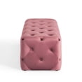 thumbnail image 3 of Tufted Accent Chair Bench, Velvet, Pink, Modern Contemporary Urban Design, Living Lounge Room Hotel Lobby Hospitality, 3 of 9
