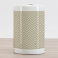 thumbnail image 2 of Beige Ceramic Toothbrush Holder, 3 Dimensional Arrangement with Chevron Lines Retro Style Composition Ornamental, Decorative Versatile Countertop for Bathroom, 4.5" X 2.7", Ivory Beige, 2 of 4