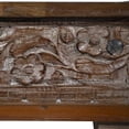 thumbnail image 3 of Mid Century Modern Solid Wood Carved Distressed Console | Farmhouse Coastal Entry Hallway Table | Transitional Sofa Table | Rustic White, 3 of 8
