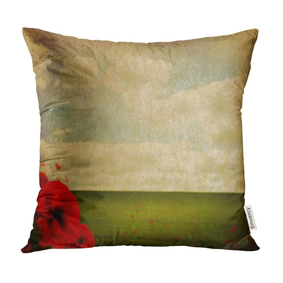 BOSDECO War Ww1 Abstract Poppies World Remembrance First Pillow Case Pillow Cover 16x16 inch