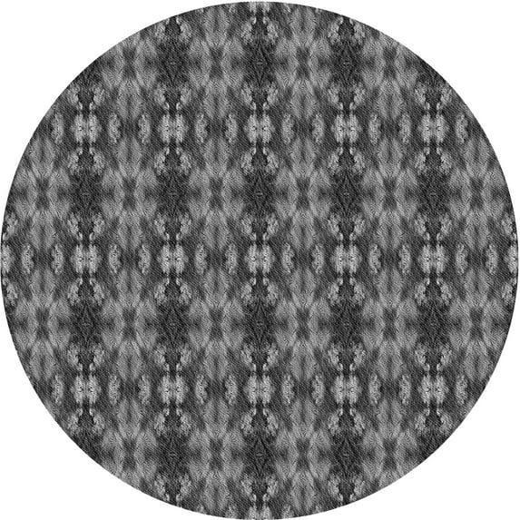 Ahgly Company Indoor Round Patterned Iridium Black Area Rugs, 4' Round