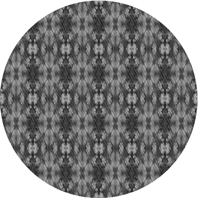 Ahgly Company Tapis Rond Lavable en Machine Intérieur Transitionnel Noir Iridium, 8 Pieds Rond