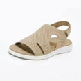 thumbnail image 1 of Sandales pour Femmes, Chaussures Plates Décontractées pour la Plage, Confortables, avec Sangle Réglable, Pantoufles d'Été, Beige 42, 1 of 4