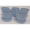 thumbnail image 2 of Austin Planter Plastic Flower Pots with Saucers, 4 inch, Baby Blue, 5 Pack, s Planter, Nursery Planter, Colorful Pots with Saucers, 2 of 3