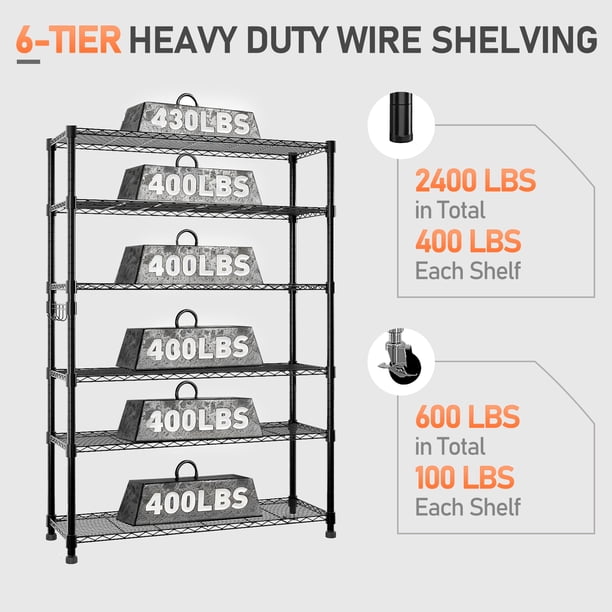 Ktaxon 6 Tier Wire Shelving, 46