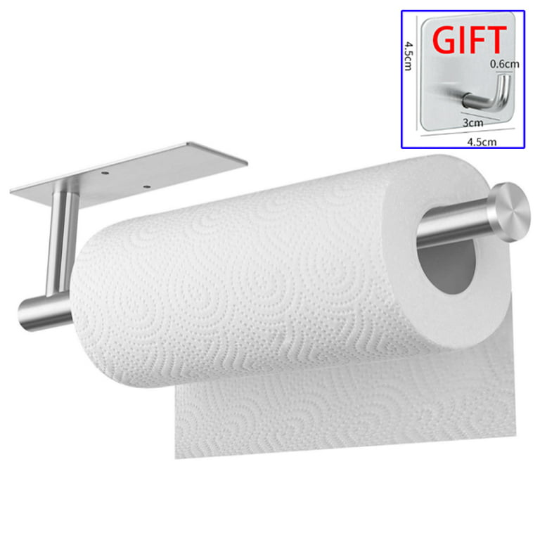 Paper Towel Holder Under Cabinet with Special Ratchet System, Adhesive Paper  Towel Holder for Bathroom Kitchen (Silver) 